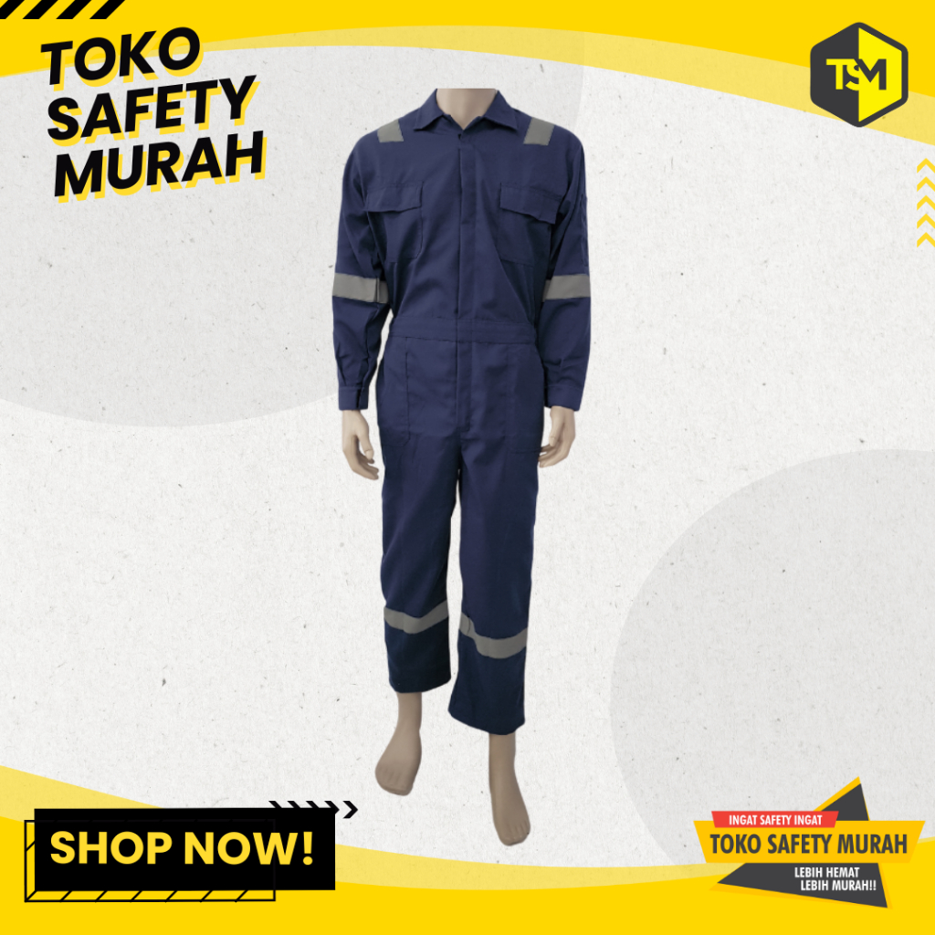 Wearpack Safety / Setelan Terusan Model Coverall / Werpak Wearpak Kerja IMJ BIRU