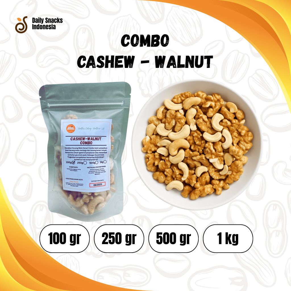 

Daily Snacks Cashews-Walnuts Combo Snack Kombinasi Cashews-Walnuts