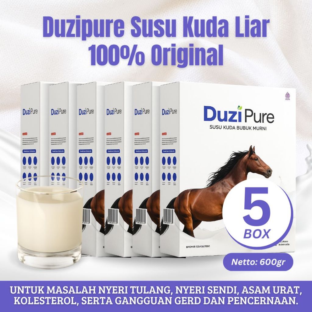 

[Paket 5 Box] Duzi Pure Susu Kuda Lombok Original Atasi Nyeri Sendi & Tulang Bubuk 200 Gram