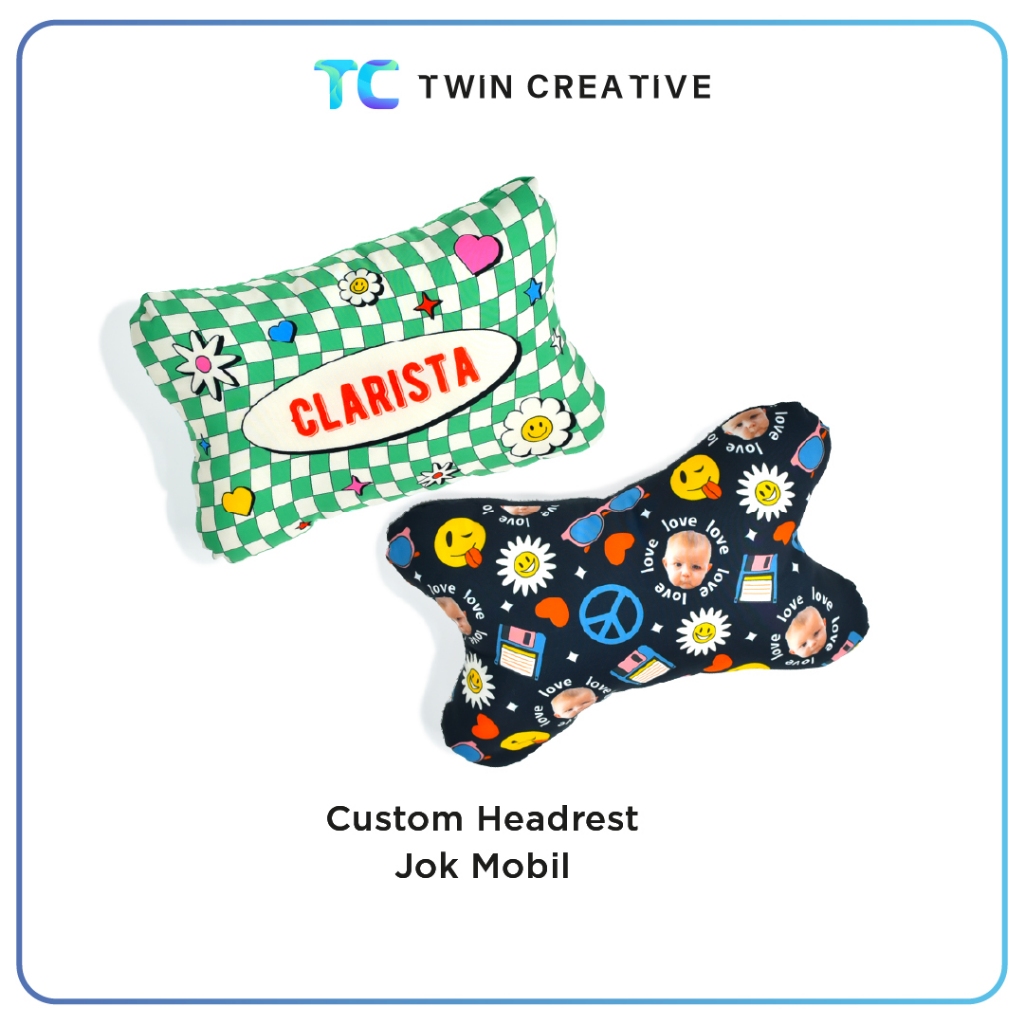 Custom Bantal Mobil Sandaran Leher Punggung - Custom Bantal Headrest Jok Mobil