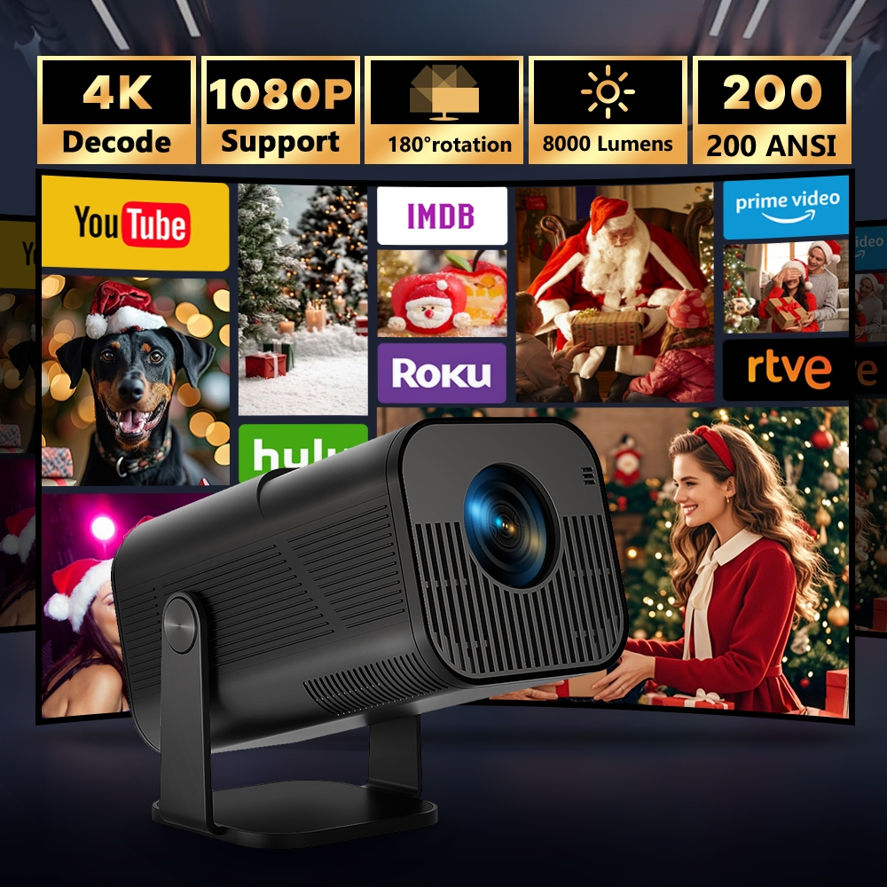 HY320/HY320mini AMX500 Portable Android WiFi Smart Proyektor 390 ANSI Lumens Bioskop Bluetooth