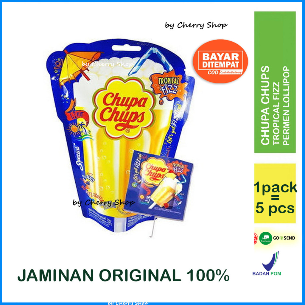 

[1 PACK = 5 PCS] Chupa Chups Lollipops 3D Tropical Fizz - Permen Lolipop Rasa Buah By Cherry Shop