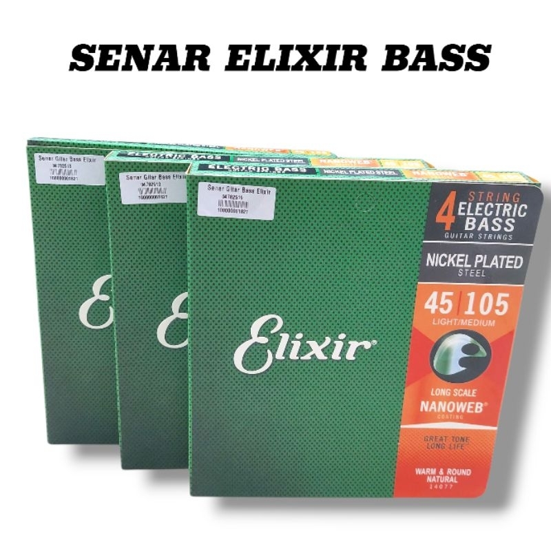 Senar Bass Elektrik Elixir 4 String Nickel Plated Steel Nanoweb 45/105 Lightmedium
