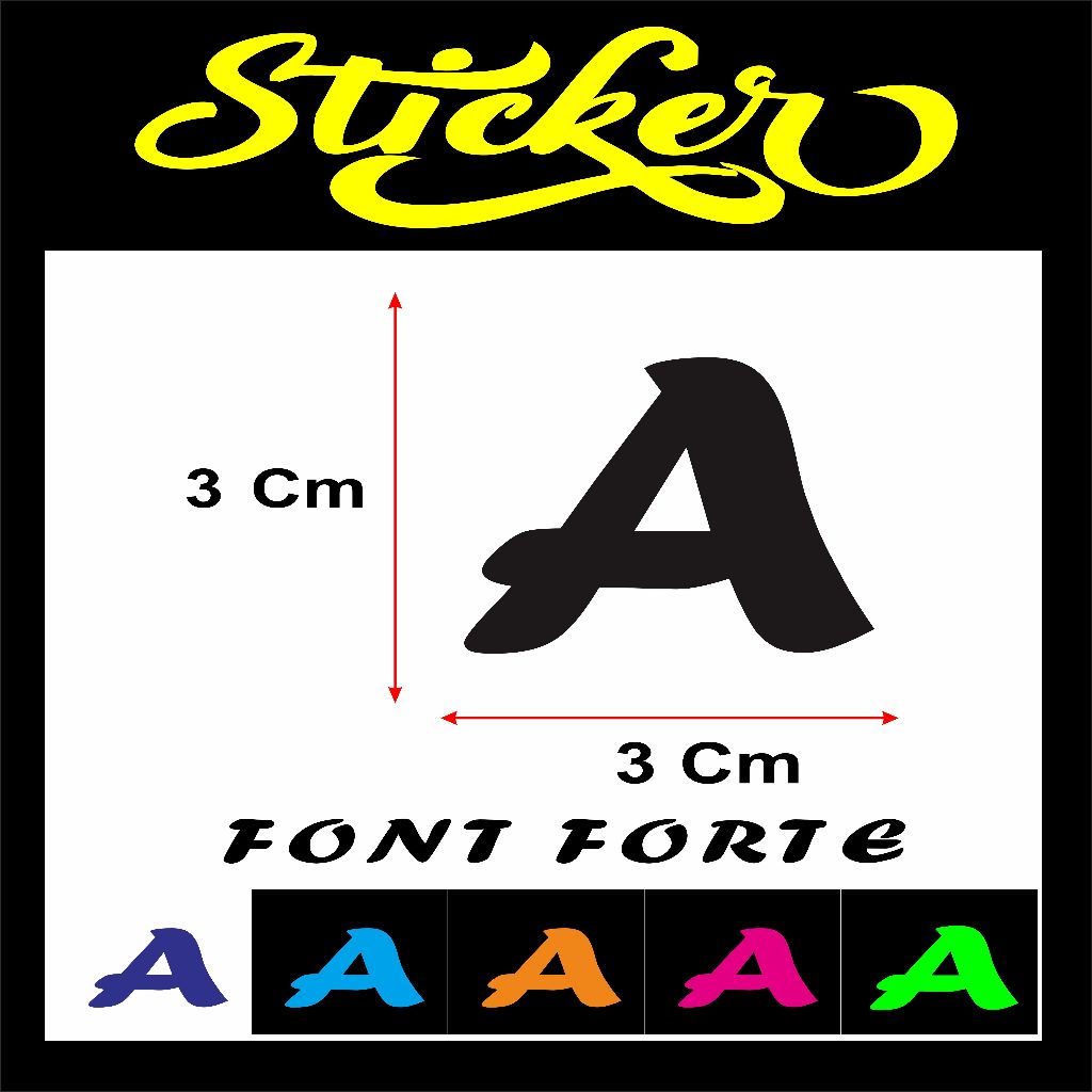 

STIKER CUTTING HURUF / ABJAD JUAL SATUAN NAMA FONT FONT FORTE UKURAN 3 CM
