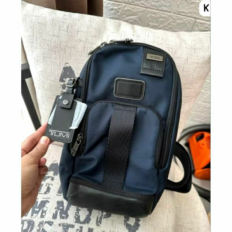 Tas  Tumi Selempang Fife Biru Blue Free Embos Slempang Bahu Crossbody Slingbag Sling Branded  Tumi P