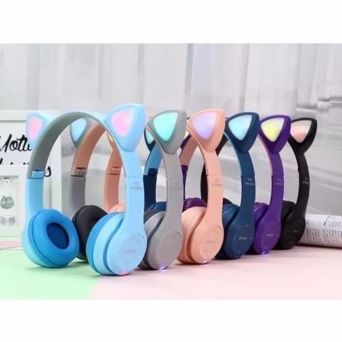 Headset Headphone Bluetooth P47 Cat Kucing Bando Wireless P47M
