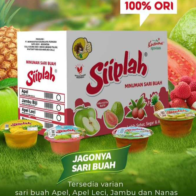 

Minuman sari buah merek siiplah 1 dus isi 32 tersedia rasa apel leci jambu biji malang raya