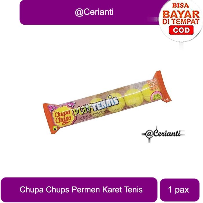 

Chupa Chups Bubble Gum Play Tennis 20g - Permen Karet Tenis Rasa Nanas_Cerianti