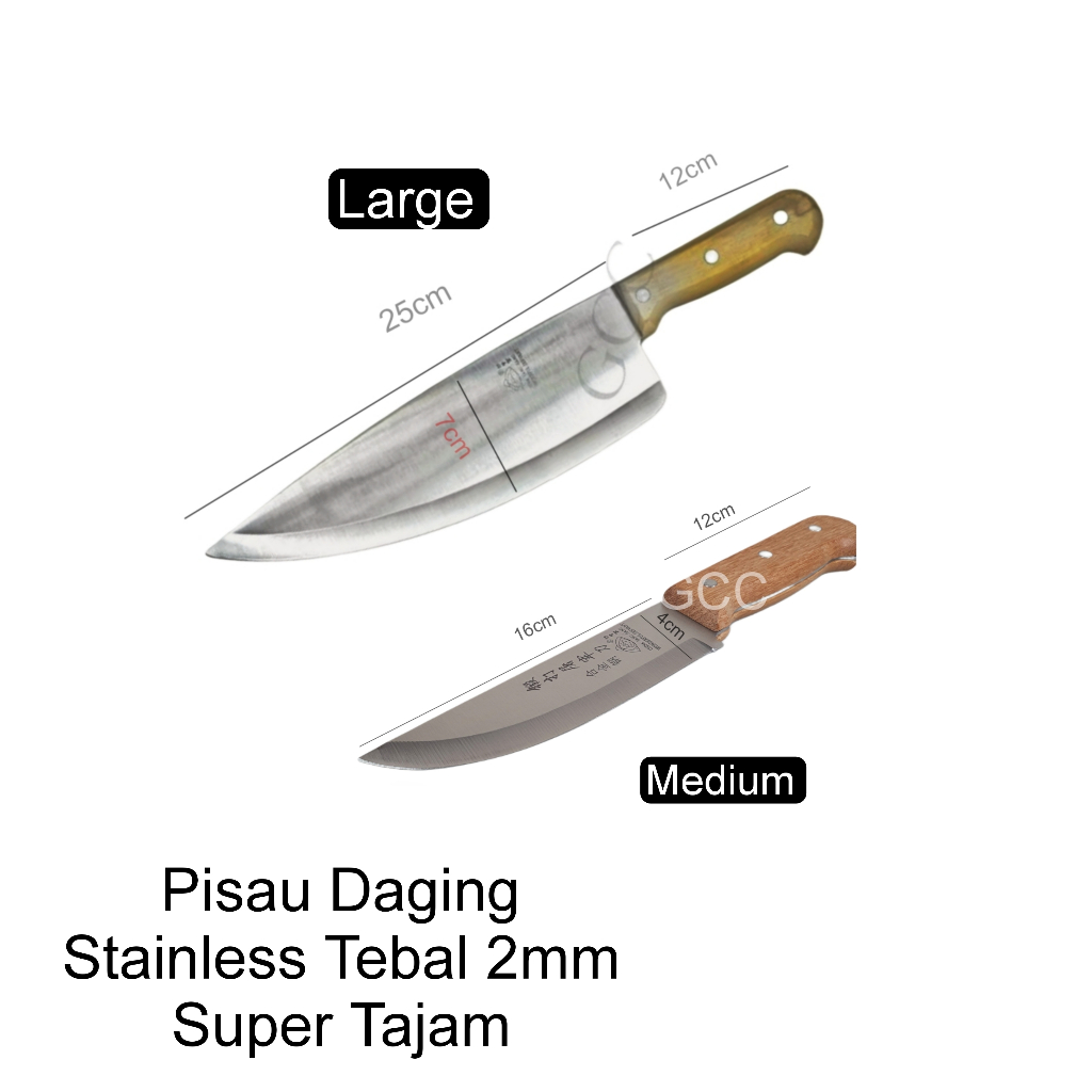 Pisau Dapur Golok Cincang Daging Super Tajam  Gagang Kayu