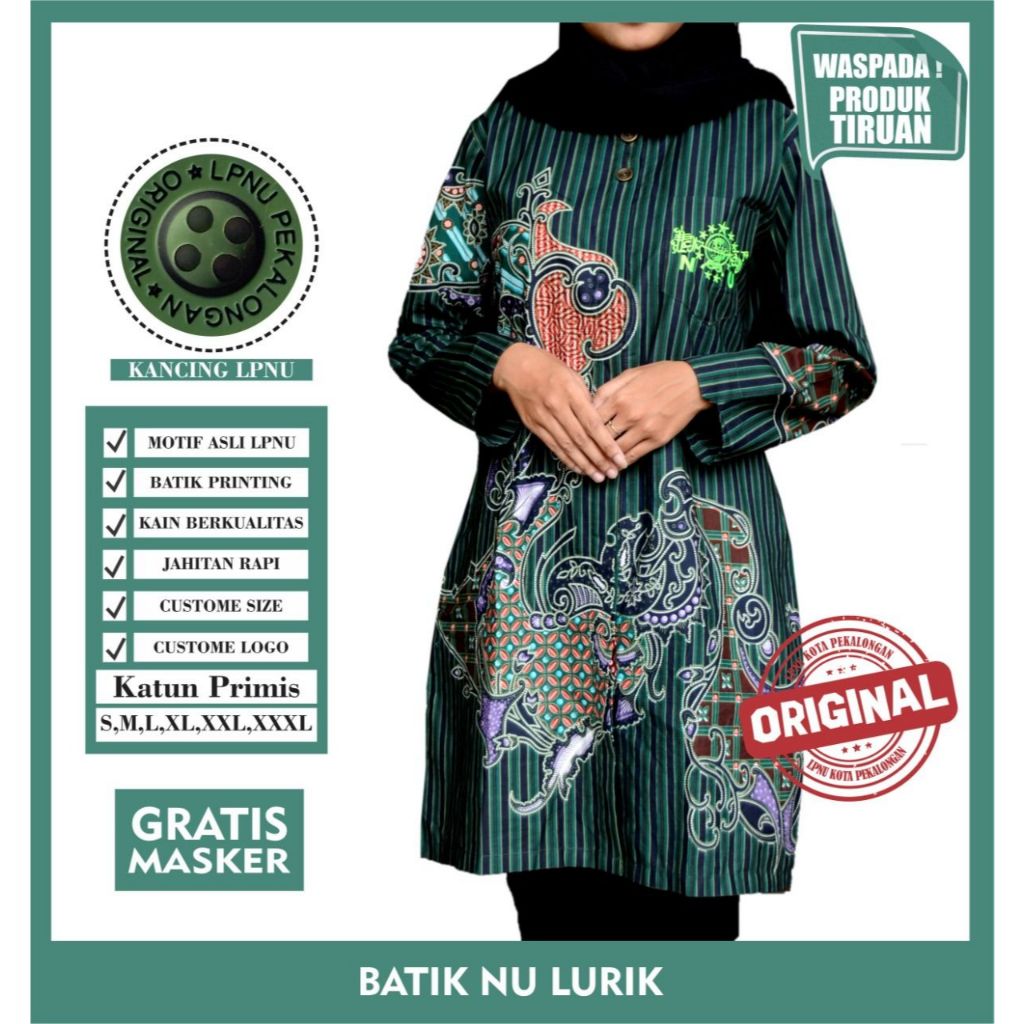 Blus NU Lurik Batik NU Wanita Seragam NU Lurik Batik wanita NU