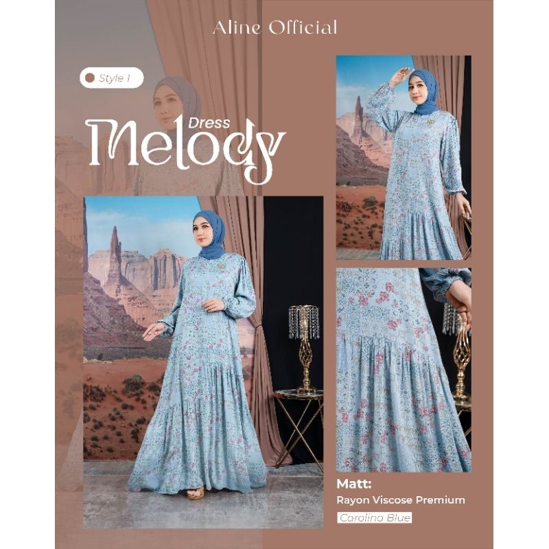 Melody dress Aline Style 1 Style 2 Carolina Blue Sage gamis rayon Viscose Premium original