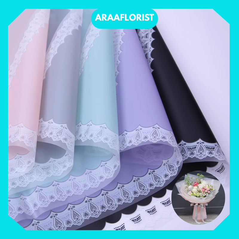 

KB018 20 LEMBAR Kertas Buket Bunga Flower Wrapping Paper Model Renda Lace Border Flofist Cellophane