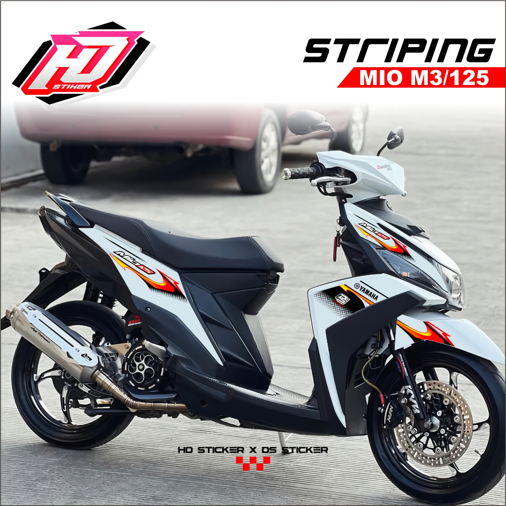 Stiker Mio M3 Decal Striping Mio M3 / Mio Z / Mio 125 Sticker Premium Variasi Putih HD Stiker