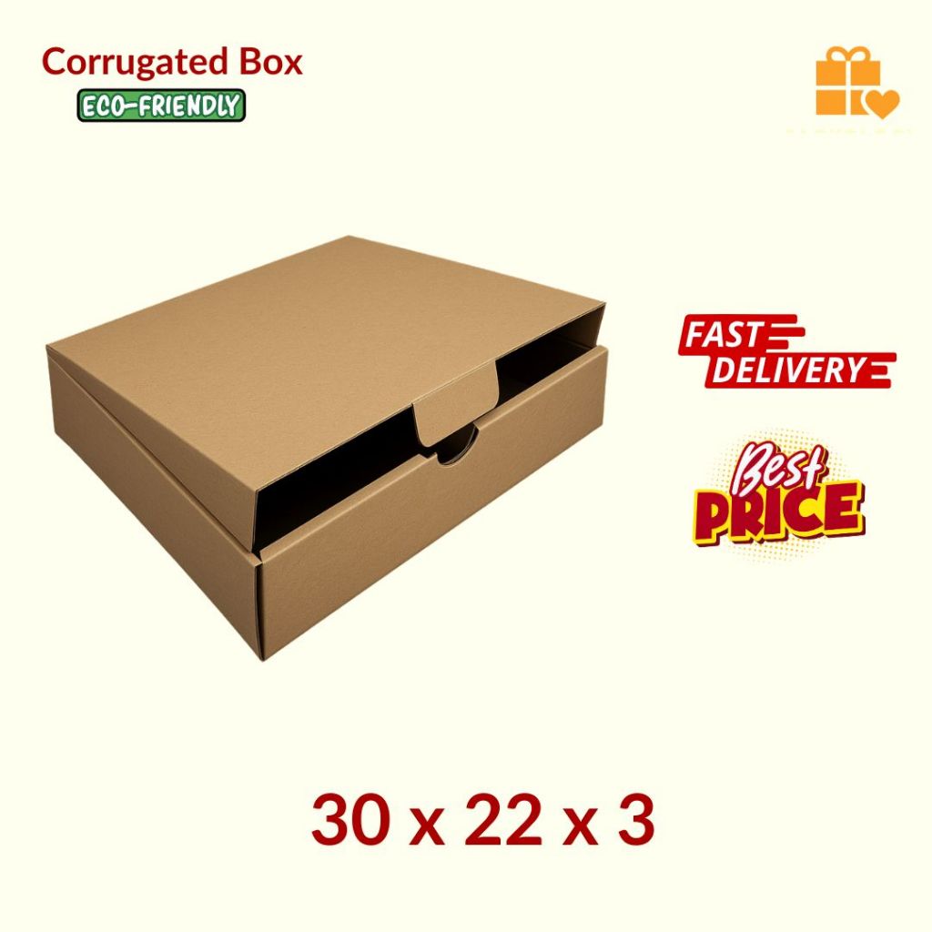 

BOX/KARDUS/DUS DIE CUT 30x22x3 cm PIZZA PACKAGING POLOS OLSHOP