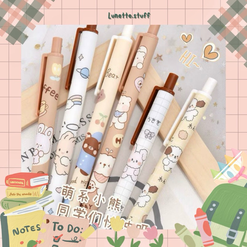 

Pulpen Mekanik 0.5mm / Ballpoint Motif Bear Caramel Brown Aesthetic Random