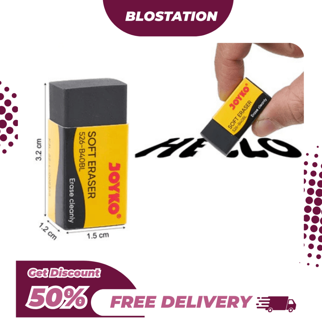 

BT.ID Joyko Eraser Penghapus Hitam 526 B40BL Erasable Jernih
