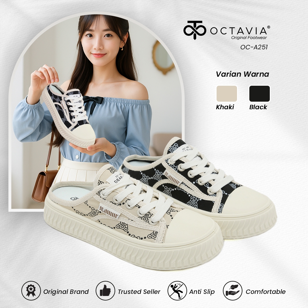 OCTAVIA Sepatu Wanita Sneakers Casual Backless Korean Style Kekinain #OC-A251
