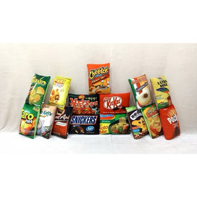 BANTAL PERSEGI MOTIF SNACK ( makanan ringan)