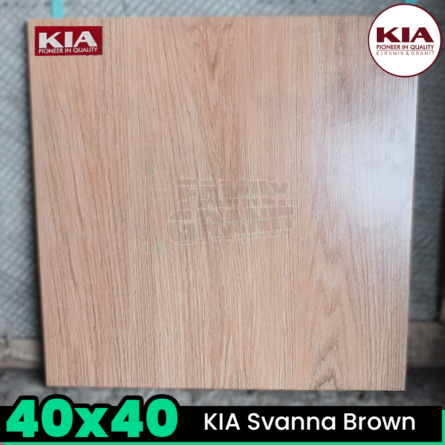 Keramik Motif Kayu 40x40 KIA Svanna Brown Lantai Teras / Carport / Garasi Matte
