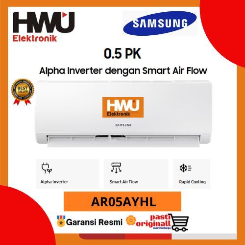 PROMO>>>SAMSUNG AR05AYHL AC SPLIT 1/2 PK Alpha Inverter Smart Air Flow AR05AYHLAWKNSE