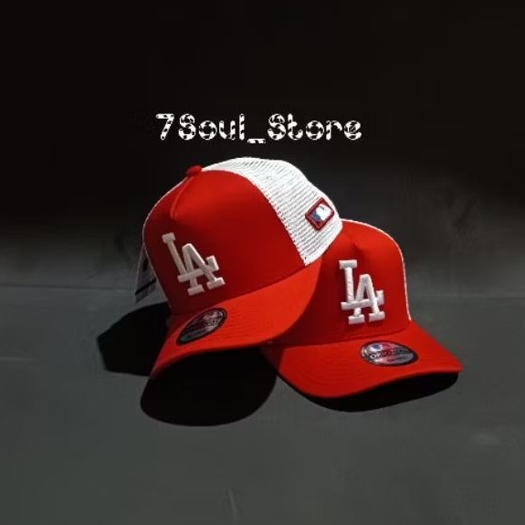 Topi LA Los Angels Dodgers Trucker / Putih Merah Club MLB Baseball Premium