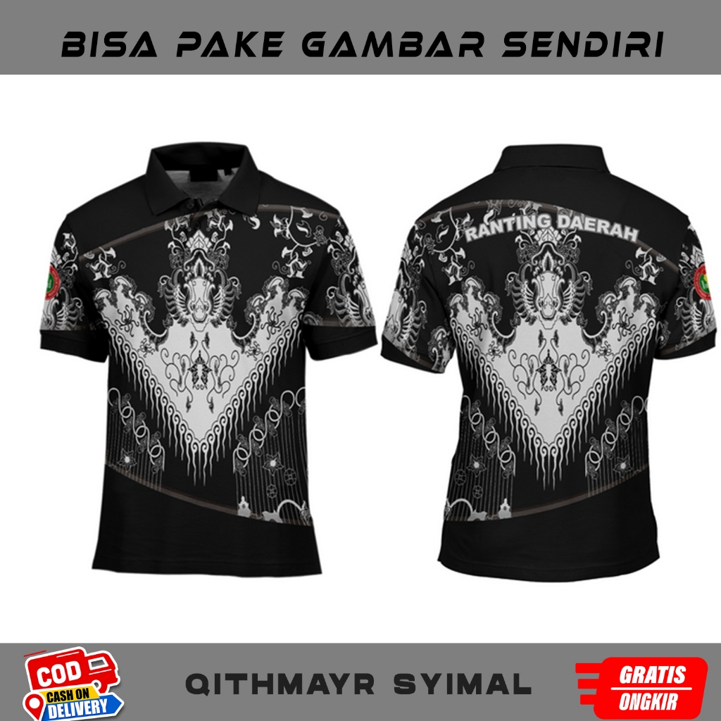kaos polo pria baju PGRI hitam putih 3D printing terbaru 2025