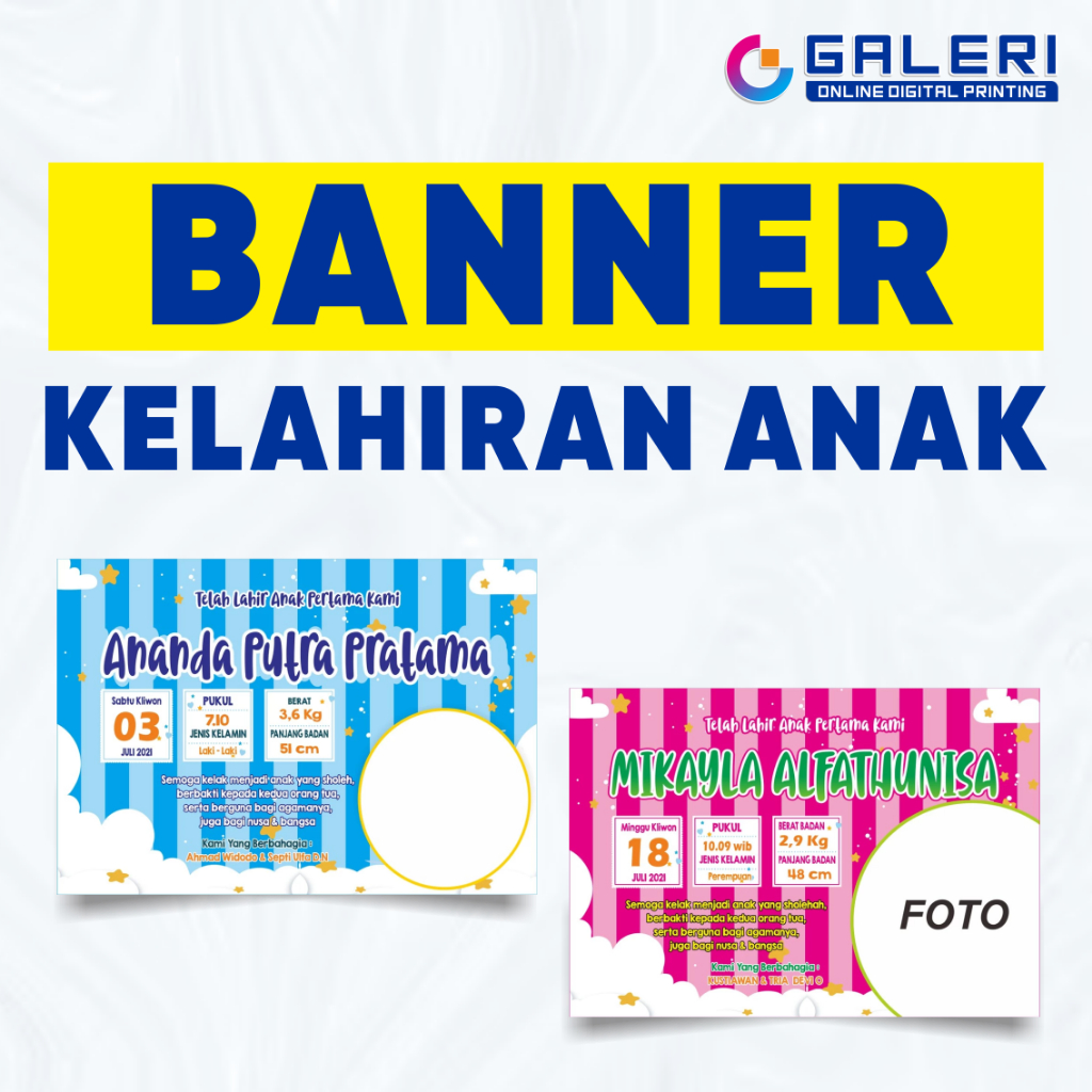 CETAK BANNER NAMA ANAK | POSTER KELAHIRAN BAYI BEST SELLER