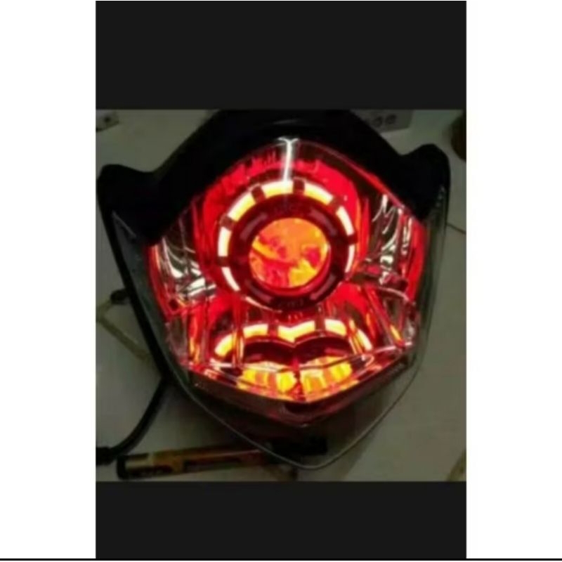 Reflektor Lampu Depan Vixion Old Sett Projie Running Terpasang Siap Pakai