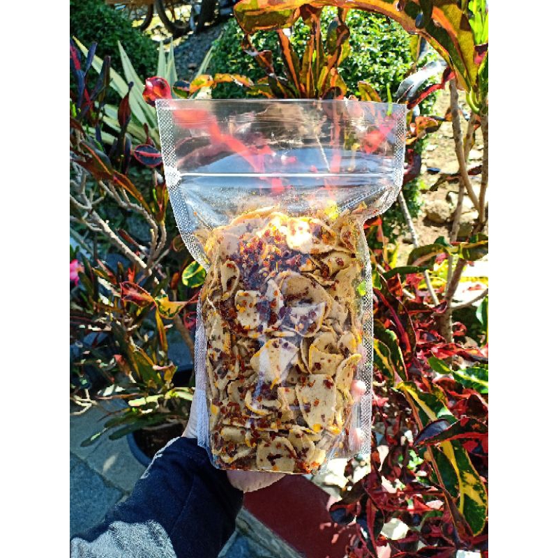 

Keripik Basreng Chili Oil Daun Jeruk Homemade. Kemasan Pouch 300gram