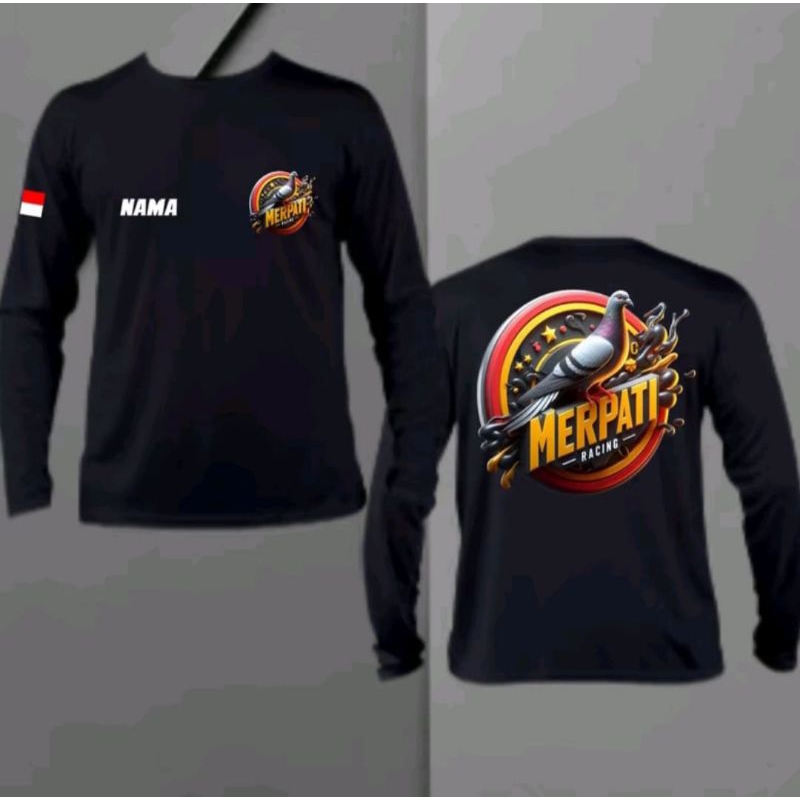 KAOS MERPATI RACING LENGAN PANJANG FREE NAMA CORAK BULAT MERAH