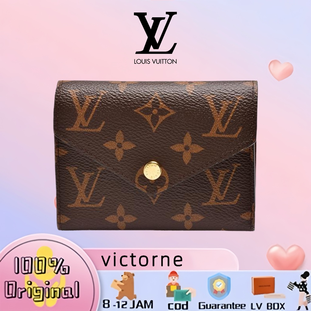 【100% original】LV Louis Vuitton victorne Dompet wanita kecil lipat/presbyopic coklat dompet lipat wa