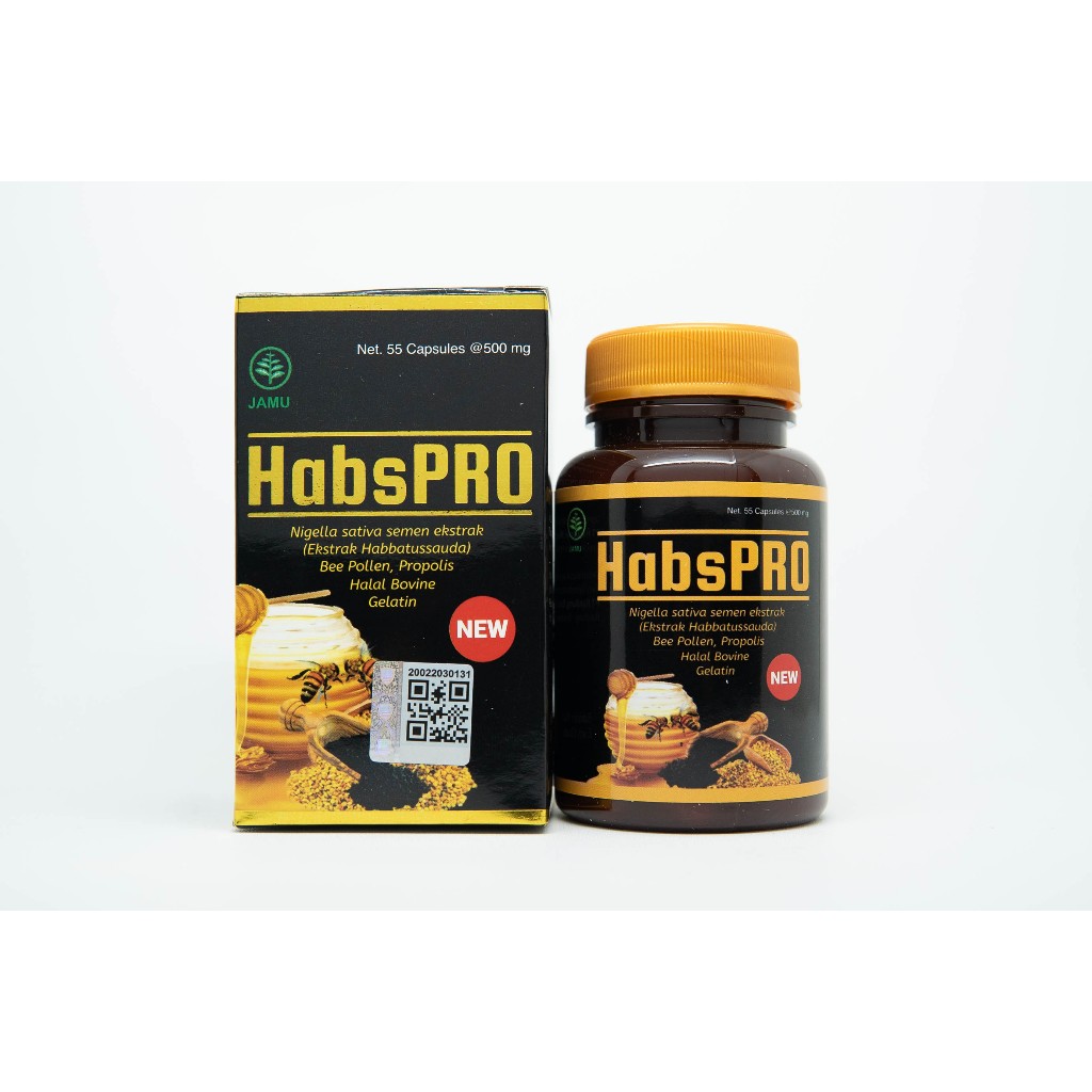HabsPRO - Kapsul Herbal Habbatussauda Propolis Bee Pollen | Obat Herbal untuk Imun, Jantung, Stroke,