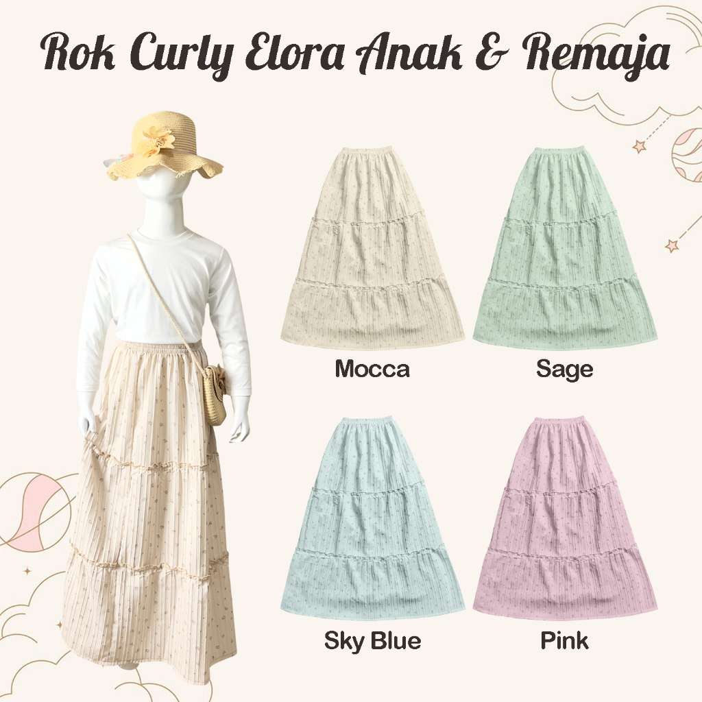 Rok Curly Elora Anak Tanggung Perempuan Terbaru Warna Mint