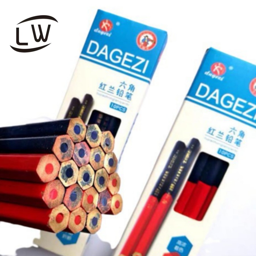 

10 PCS PENSIL TUKANG 2 WARNA BULAK BALIK / PENSIL BANGUNAN