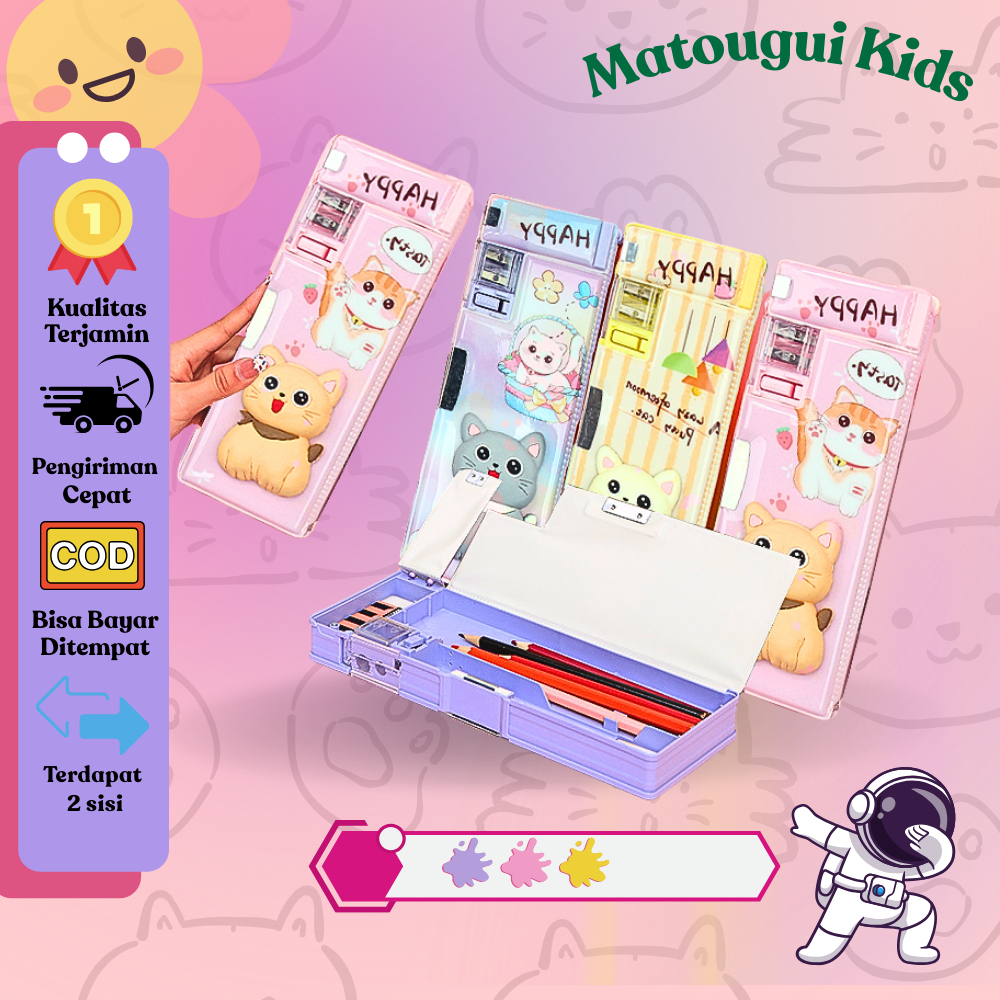 

【MTG.KIDS】 Kotak Pensil Magnet SQUISHY Desain 3D kartun kucing lucu/ Tempat pensil multifungsi untuk Perlengkapan anak sekolah