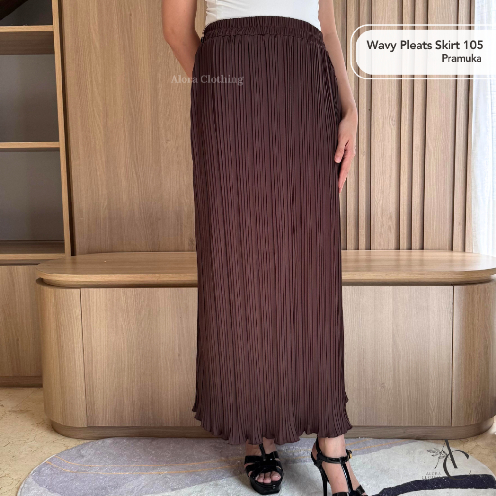 Alora | Rok Plisket Mayung Wavy 105 | Rok Plisket Korea Wanita | Rok Muslim Casual | Outfit Kuliah &