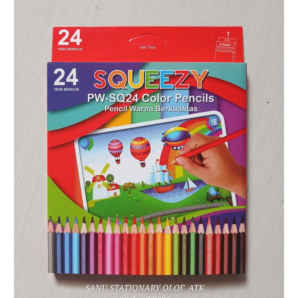 

Pensil Warna SQUEEZY Panjang 24 Warna SQ-24L / Pensil Warna SQUEEZY