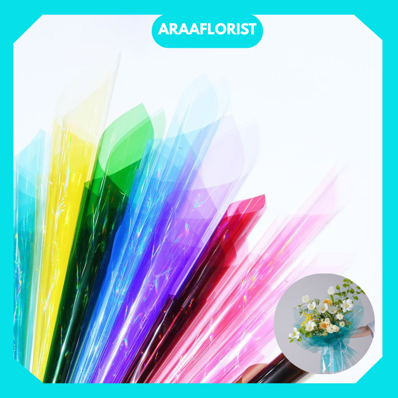 

KB026 15 LEMBAR FLOWER WRAPPING PAPER CELLOPHANE KILAT HOLOGRAM TRASPARAN FLORIST