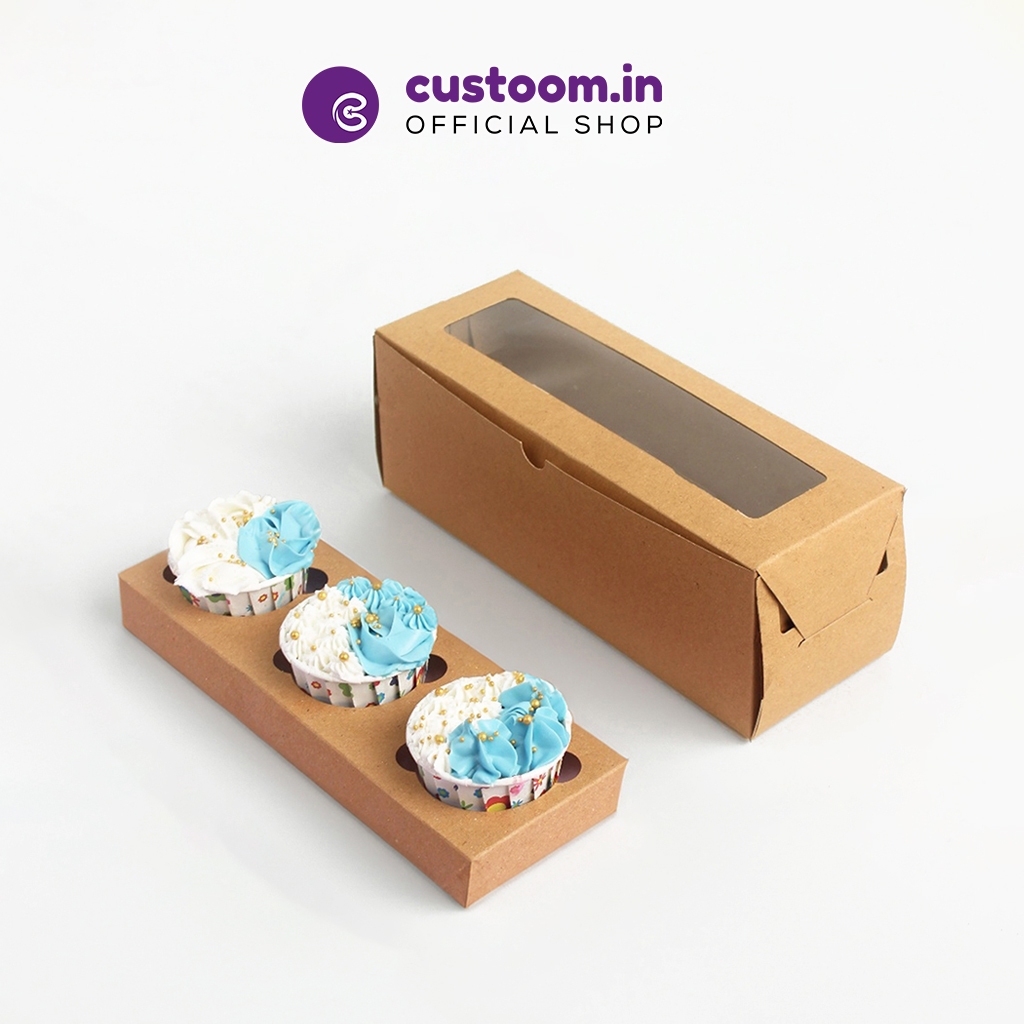 

2559 Kardus Cupcake Box isi 3 (Uk. 25,5x9x9,5 cm) - Box Cupcake Isi 3 - Kotak Muffin | Custoom.in