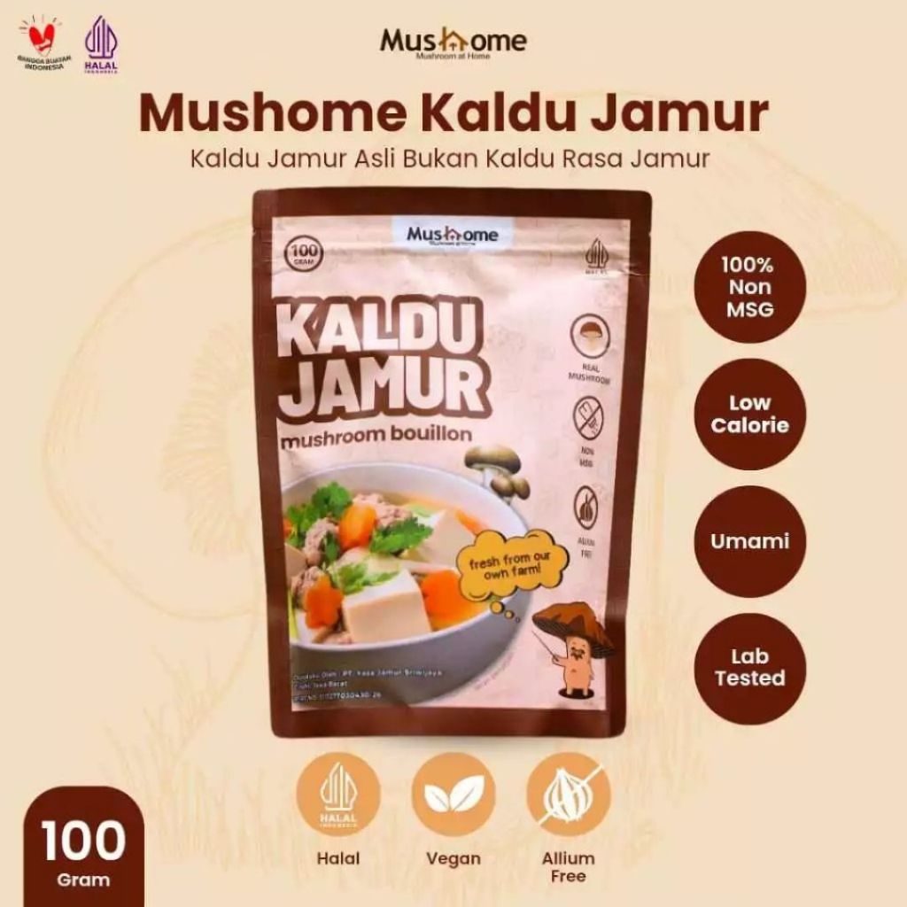 

Mushome Kaldu Jamur Asli Pilihan 100gr - Vegan - Halal - Non MSG - Allium Free - Rendah Kalori
