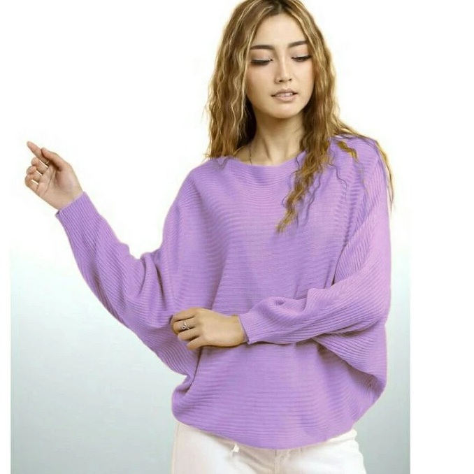 NR Rajut Batwing Blouse Knit/rajut batwing lasperal / Atasan Rajut Wanita Blouse Batwing Oversize La