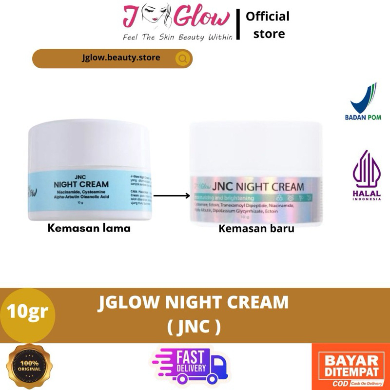 Jglow Skincare Krim Malam Jglow Night Cream JNC BPOM Efektif Mencerahkan Menyamarkan Bintik Hitam