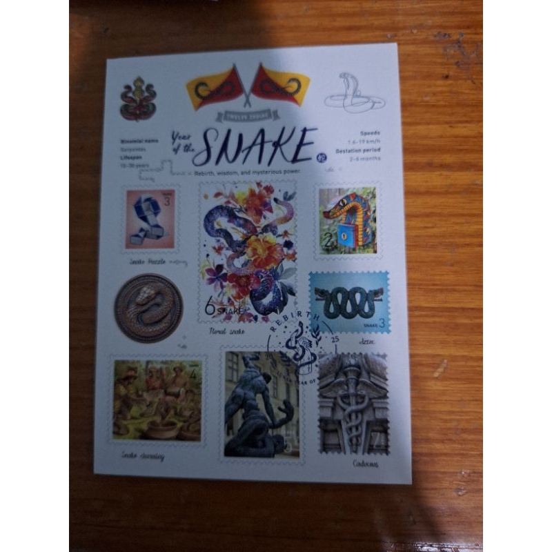 

WT world travel year of snake Postcard