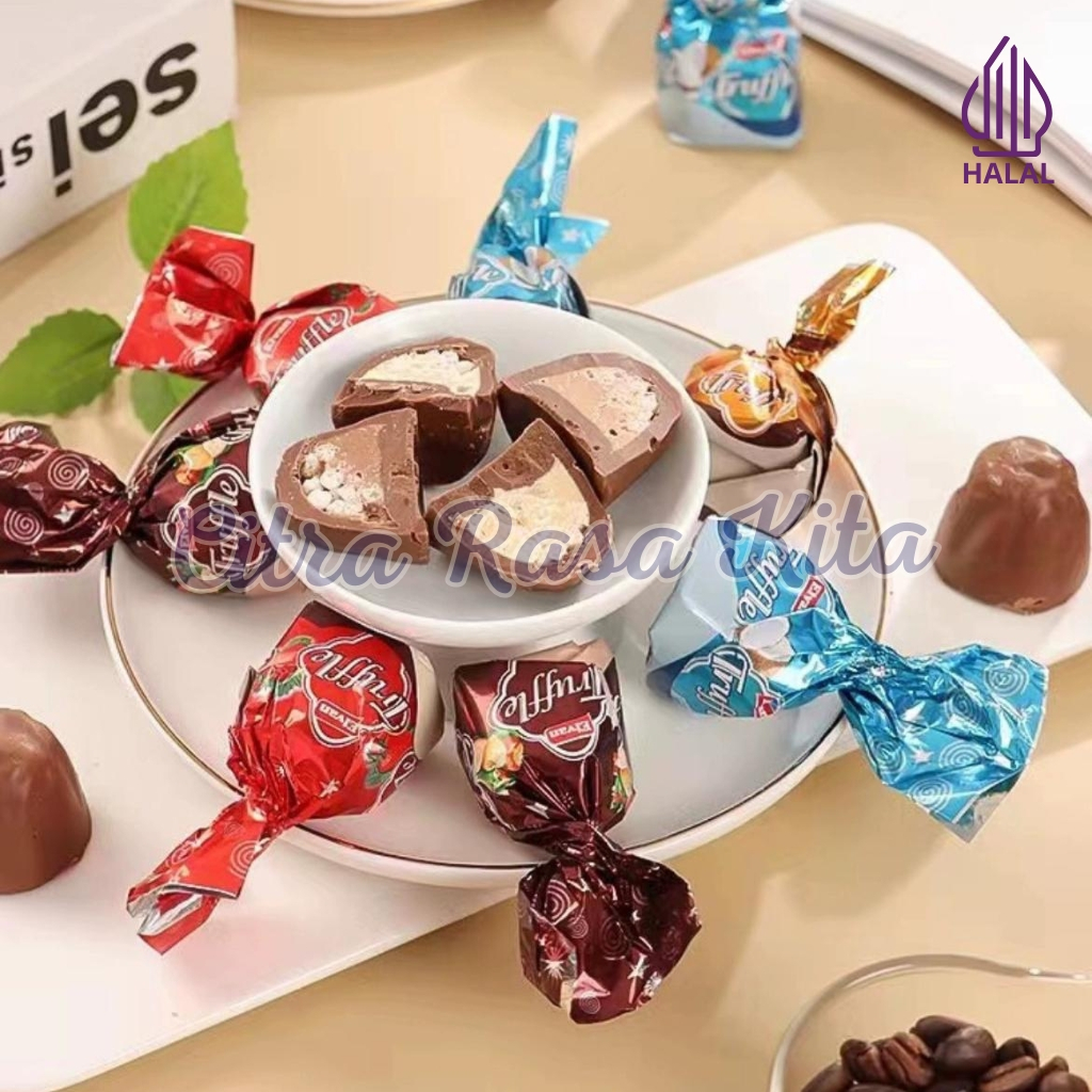 

Halal Elvan Truffle Coklat Arab Turki Rasa Tiramisu, Milk, Caramel, Hazelnut, Coconut & Strawberry