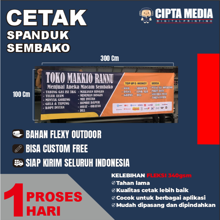 Spanduk Toko Sembako / Spanduk Toko Baju Spanduk Toko Pakaian / Spanduk Toko Kue / Spanduk Toko Maka