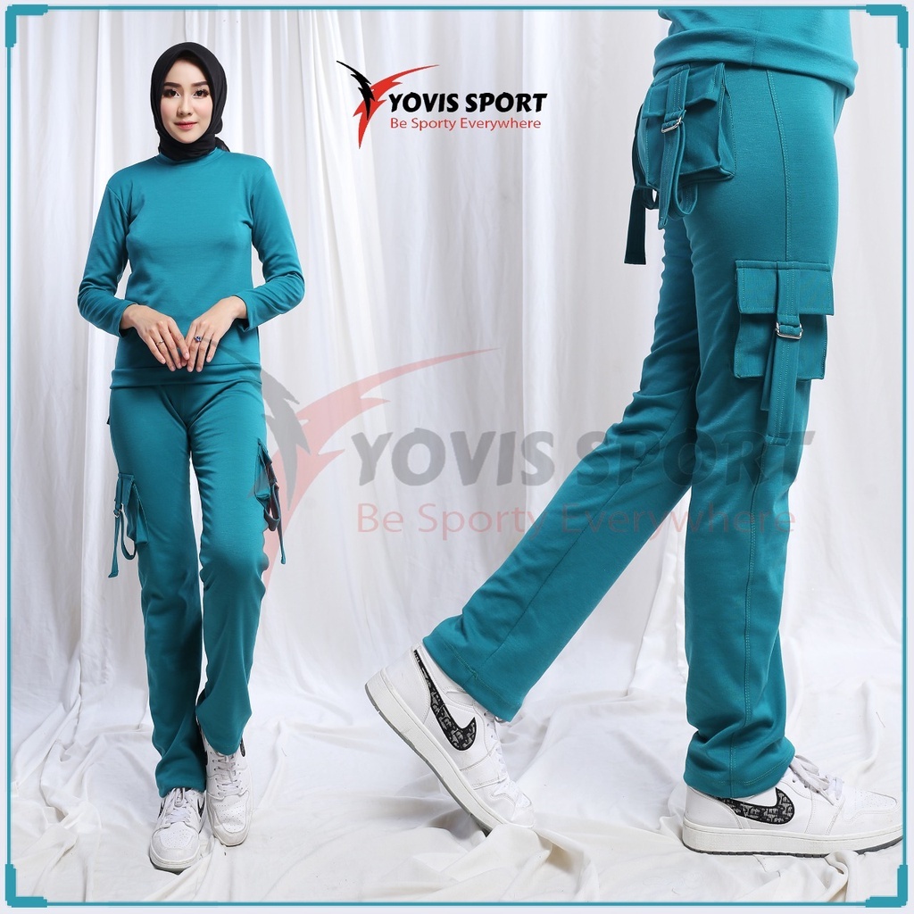 Celana senam cargo wanita/celana senam model cargo/celana panjang senam wanita