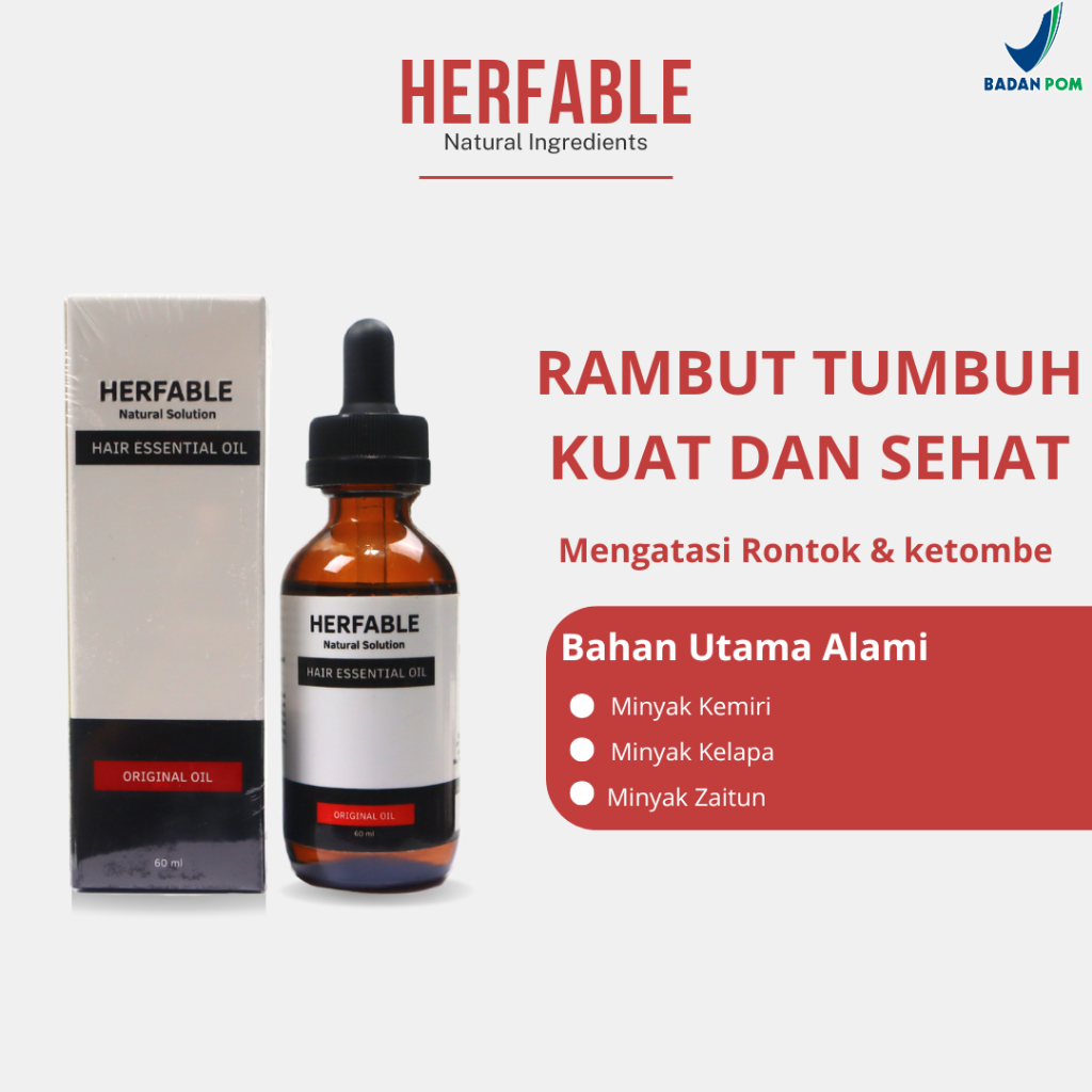 Herfable Penumbuh Rambut Botak Alami | Minyak Rambut Rontok & Kebotakan BPOM