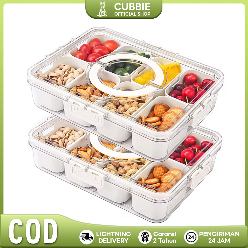 CUBBIE Kotak Penyimpanan Kulkas, Tutup Kedap Udara + Saringan - Simpan Sayur Box Persegi Kulkas Deng