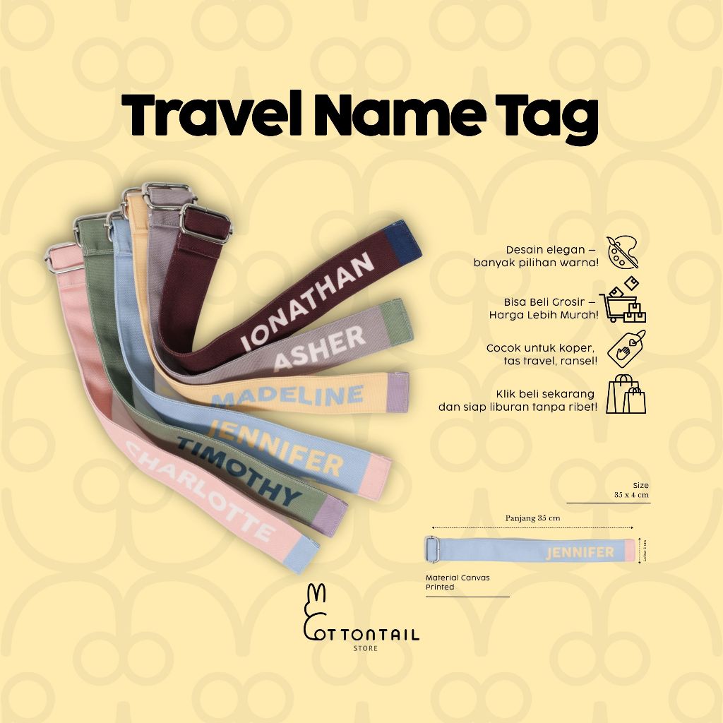 CUSTOM TRAVEL NAME TAG | BAG TAG | PERSONALISED NAME TAG | LUGGAGE TAG | COTTONTAIL STORE | TRAVEL B