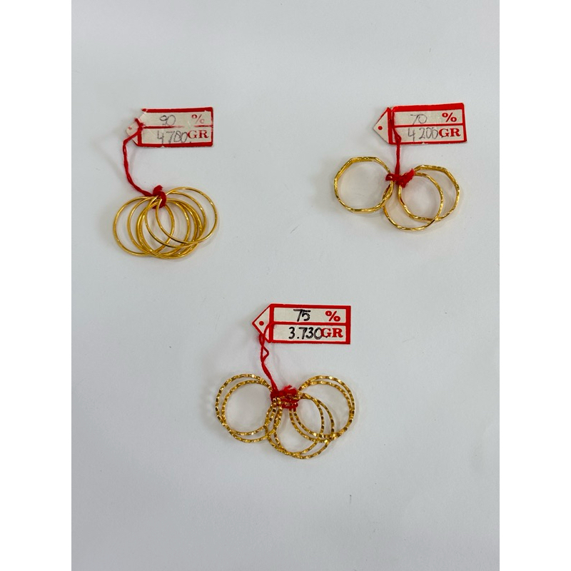 Cincin Emas Kuning Keroncong Asli Fashion Wanita Perhiasan 70% 75% 90% 16.8K 18K 23K POLOS GELOMBANG